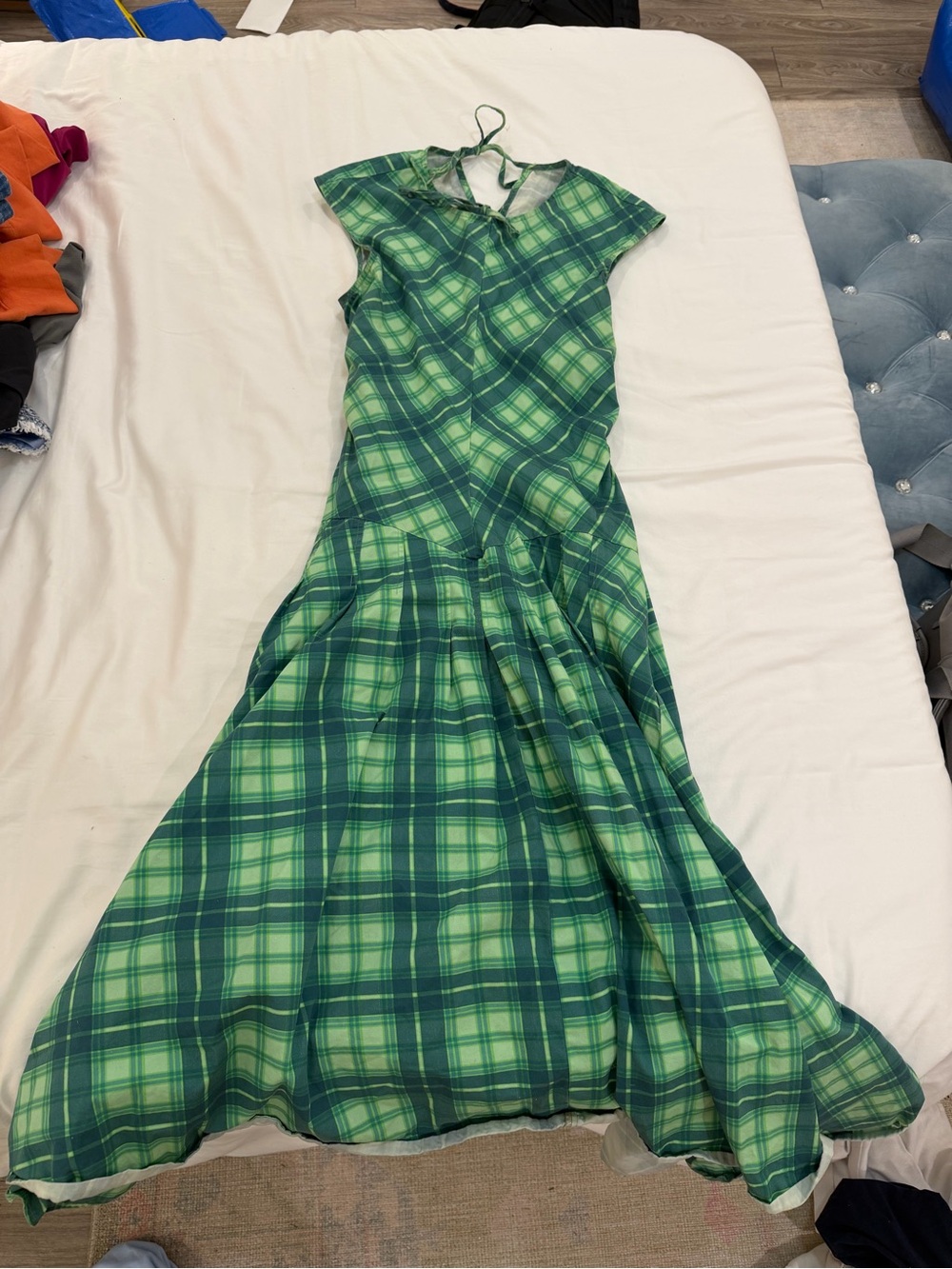 Urban Outfitters Green Plaid Maxi Dress